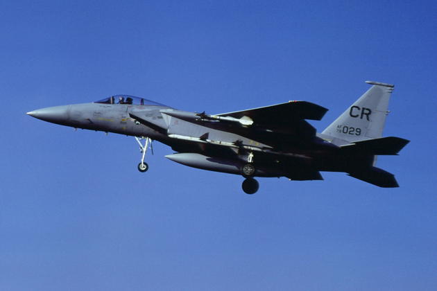 My first Eagle, F-15C 79-029, just after arriving at Soesterberg in 1980, without the orange tailfin marking applied, in Zulu alert loadout.