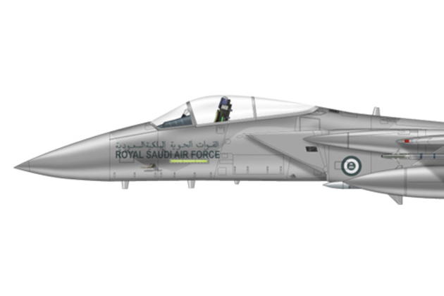 80-100 became RSAF 1313, with a paint scheme similar to this sister ship RSAF 1312. 1313 crashed in Saudi Arabia on 1 Nov 2006, 80 KM west of King Adbdel Aziz AB, in the eastern sector of Saudi Arabia. The pilot, Captain Abdullah Abuthnain, ejected safely. Drawing courtesy Clavework Graphics.