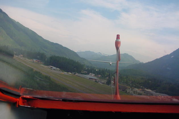 A view of 264BA from our towplane, after takeoff on Runway 28 at Darrington.