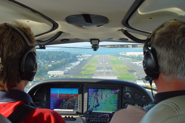 Mark on final to the Renton airport in the SR-22.
