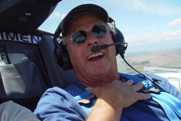 Dave 'Hammer' Harris enjoying his jet Caproni A-21J.