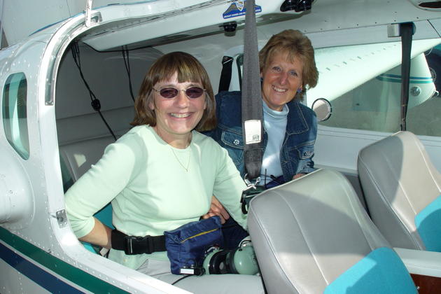 Mary and Ann Happe ready to fly in the Lake 250.