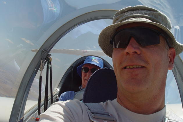 Airborne with Peter Phillips in Adelaide Soaring Club's G-103 (yes, it's still hot in back)!