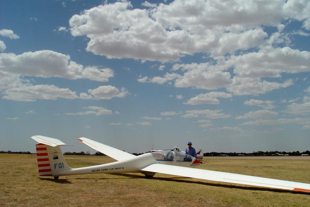 Peter Phillips enjoying the day under an awesome soaring sky at Gawler airfield, South Australia.