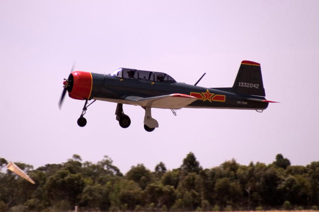 Kevin Lewis departing Gawler, flying back to Parafield with his aircraft partner. Photo by Sean Jorgensen-Day.