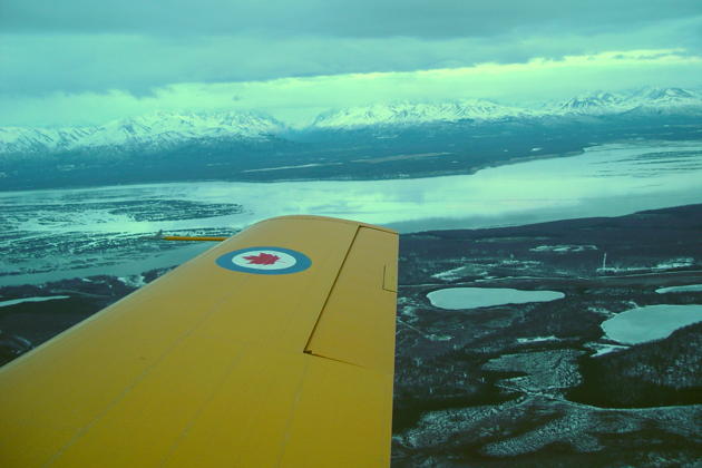 Old Yaller's wing, looking east, while flying north of Anchorage, Alaska.