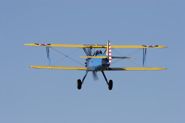 A rear view of the classic Stearman.