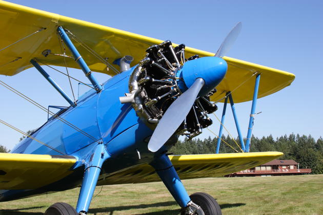 A view of the immaculate Jacobs R-755 engine on the PT-18.