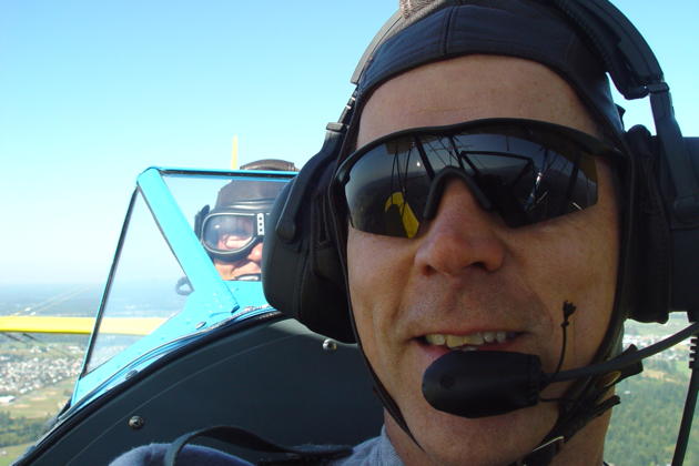 Enjoying the open air with Rich in his Stearman.