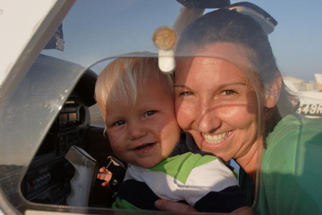 Two budding pilots - Alexander and Katie in our Warrior at the Long Beach airport.