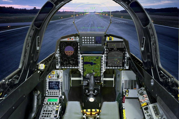 The impressive Gripen cockpit. Saab photo.