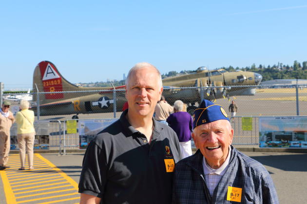 Arriving at B-17 'Nine-O-Nine' at Boeing Field in Seattle. Photo by Mary Kasprzyk.
