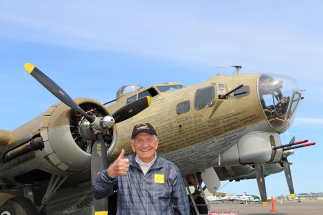 Joseph 'Dziadzi' Kaczor re-united with 'his baby' - the B-17.