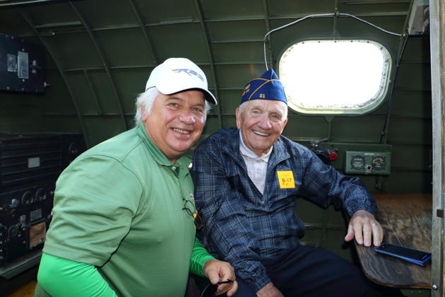 Dziadzi and Walt Kaczor onboard B-17 'Nine-O-Nine'.