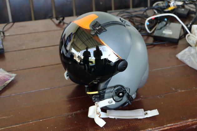 The Targo Helmet-Mounted Display (HMD) after our flights from Megiddo airfield in Israel.