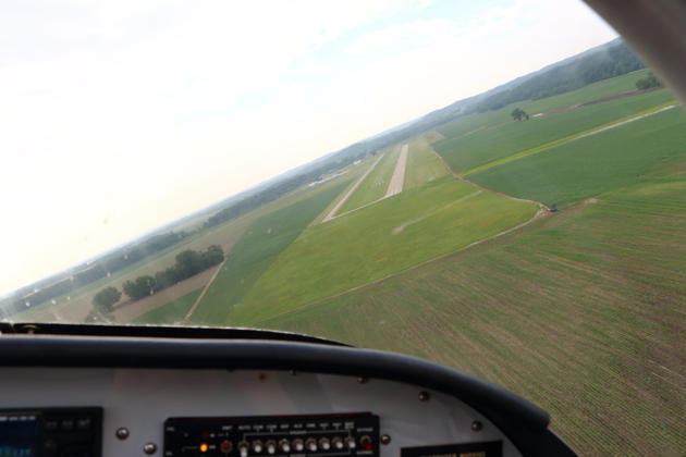 Turning final in the RV-6 at the sleepy Washington, MO Regional airport.