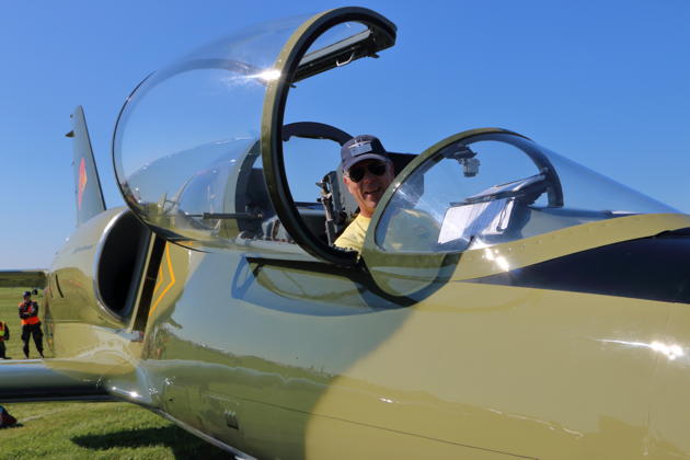 Checking out a beautiful L-39 Albatros cockpit at Oshkosh. I'll take it! Photo by Dave Desmon.