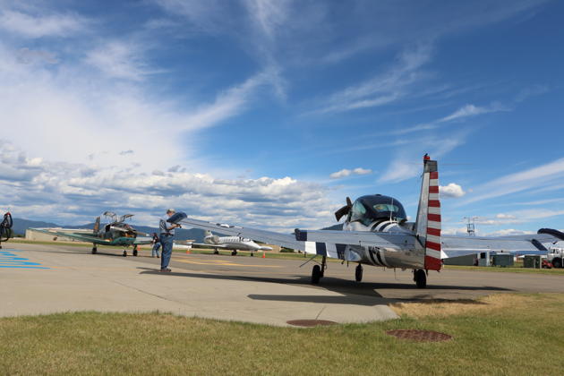 Refueling the Navion and IAR-823 under beautiful skies in Coeur d'Alene, Idaho.