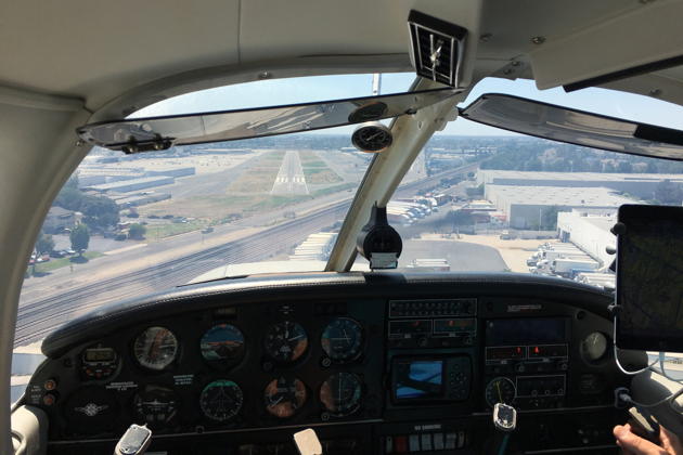 On final for Fullerton's runway 24 with the Boys in 3DC. Photo by David Kasprzyk.