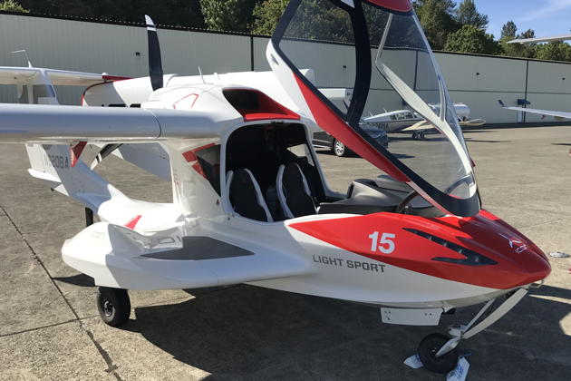 Icon A5 N920BA gleaming on the ramp at Renton on a glorious Sunday afternoon.