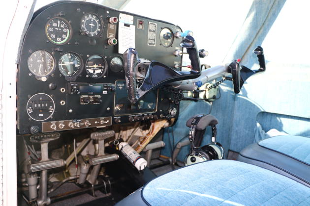 The unique cockpit layout of Tom Hoag's Seabee.