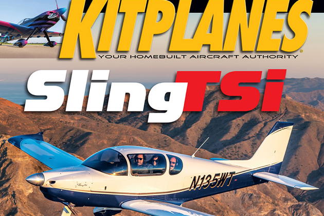 Wayne Toddun's Sling TSi, N135WT, on the cover of the April 2019 Kitplanes issue.