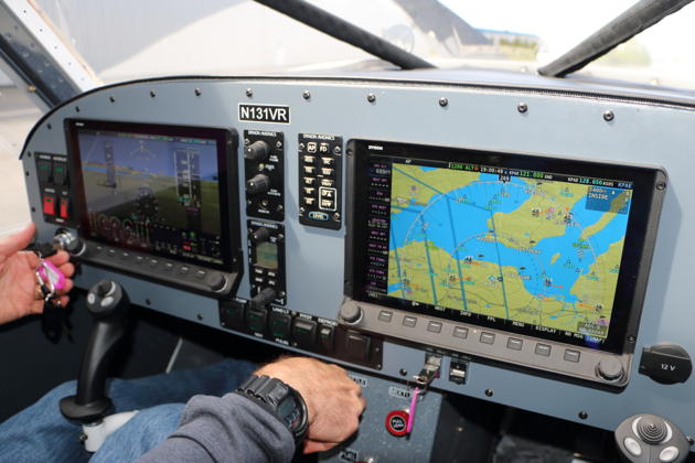 Dual Dynon displays in the clean instrument panel of Ranger N131VR.