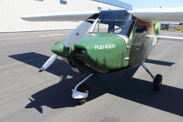The Catto propeller and castering nosewheel of the Ranger.