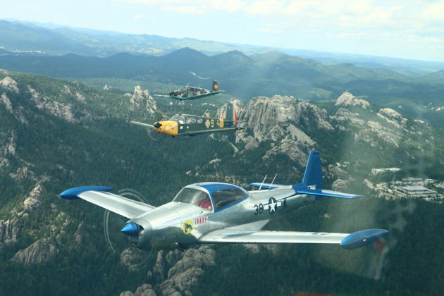 Cascade Warbirds departing Mt. Rushmore.