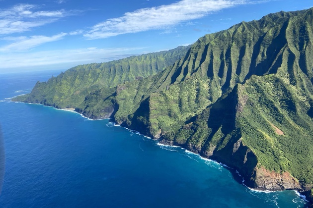 Gorgeous crystal clear colors as we approach the northwest portion of the Na Pali coast.