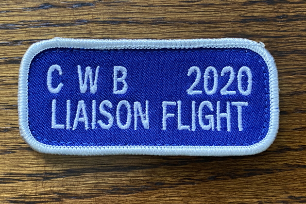 Tom Hoag presented all flight members with a commemorative 'CWB 2020 Liaison Flight' patch. Nice touch, Tom!