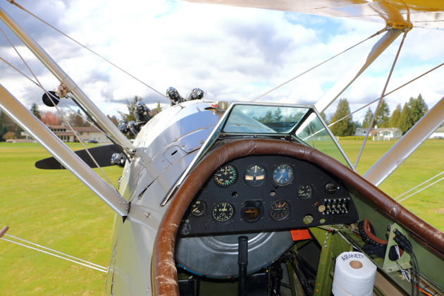 The front cockpit is 'armed and ready' in Tom Jensen's N3N.