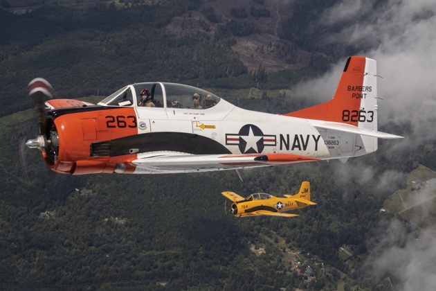 Rejoining with Scott Urban's and Charlie Goldbach's T-28s. Photo by Brodie Winkler.