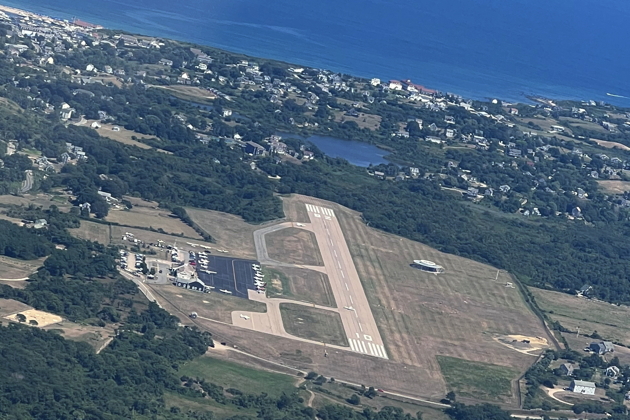 Descending for landing at the Block Island, RI airport (KBID) on Day 8.