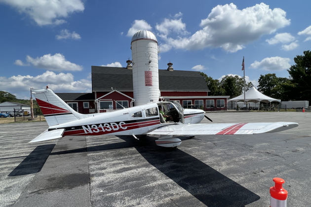 Refueling 3DC at Sky Acres airport in Lagrangeville, NY after a gusty crosswind landing, en route to Allentown, PA from Maine on Day 13.