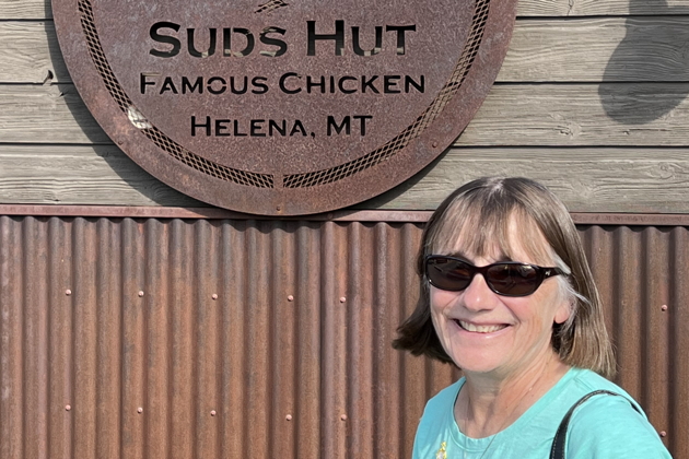 Ma at our favorite haunt in Helena, MT - the Sud's Hut.