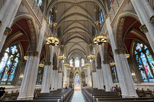 The impressive interior of the Cathedral of St. Helena in Helena, MT.