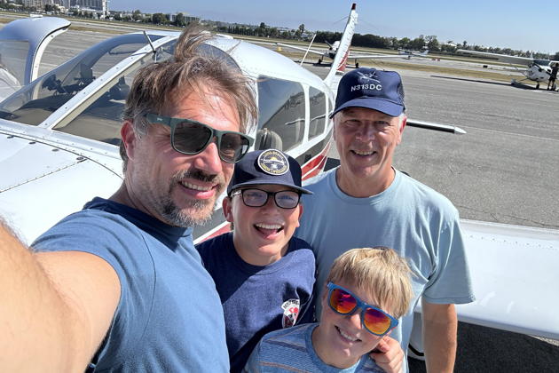 The boys at Torrance, after D's refresher flight in 3DC from Long Beach. Photo by David Kasprzyk.