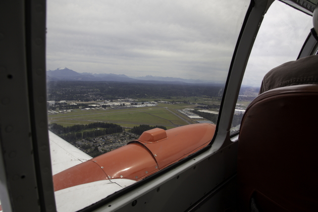 Arlington airport through the expansive window in the Super Aero 45. Photo by Dan Shoemaker.