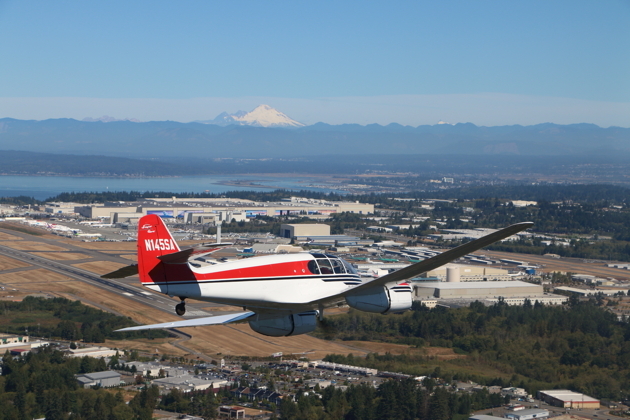 Turning initial at Paine Field in Bill Shepherd's Super Aero 45. My photo.