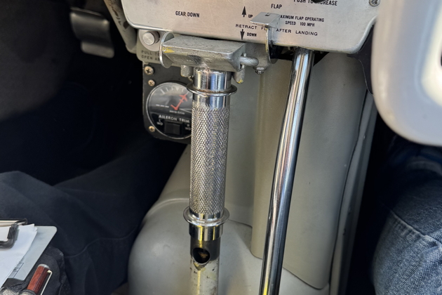 The 'Johnson Bar' landing gear handle in the Mooney M20E. My photo.