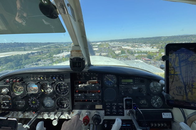 On final to runway 35 at Auburn in the Mooney. My photo.