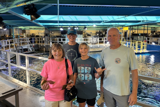 Enjoying an insider's tour of the Long Beach Aquarium of the Pacific with Alex and Nathaniel. Photo by David Kasprzyk.
