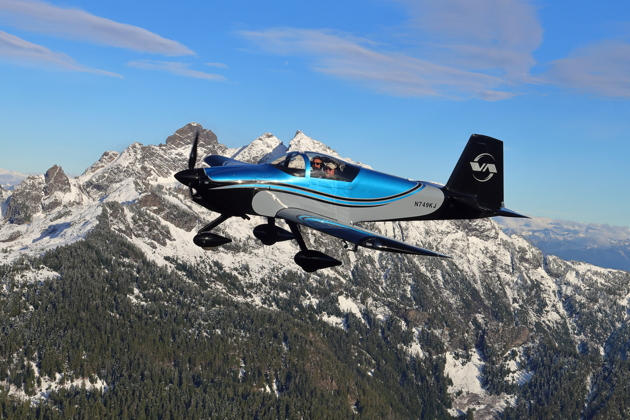Flying Steve Dame's gorgeous RV-9A by Three Fingers mountain in the Cascades. Photo by Dennis Jones.