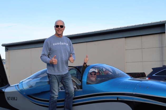 Three thumbs up after a great formation flight in the RV-9A. Photo by Mike Lambert.