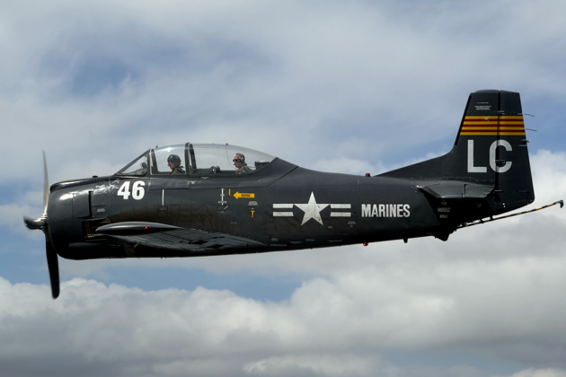 Roger Collins and Tom 'Chox' Spreen in T-28B N28LC. My photo.
