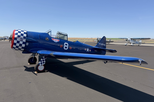 Getting ready to fly in Ben 'Evil' Cook's SNJ-4, N6427D. My photo.