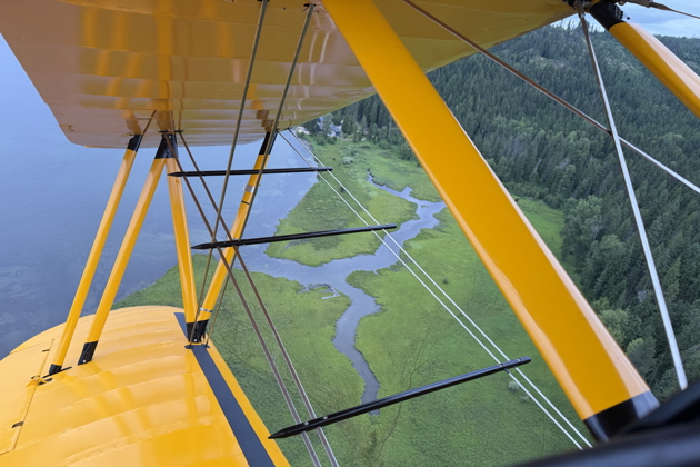 Struts and bracing everywhere, but still a great view from the open cockpit of the N3N.
