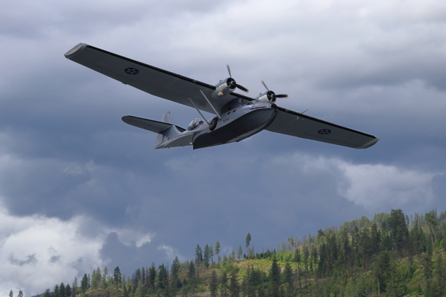 The PBY Catalina on takeoff from Priest Lake.