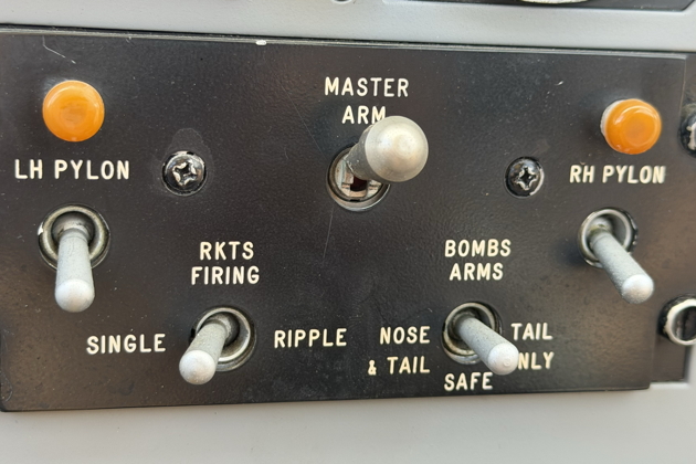 The SF260 armament control panel - Master Arm ON!